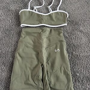 TLF Olive Sports Bra and Shorts Set